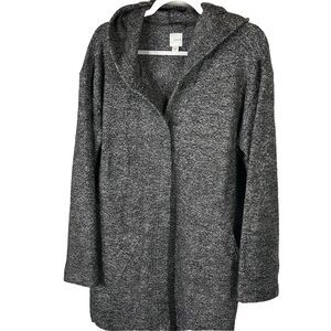 Pure Jill Viscose Wool Knit Black Gray Marled Snap Jacket Cardigan Womens Small